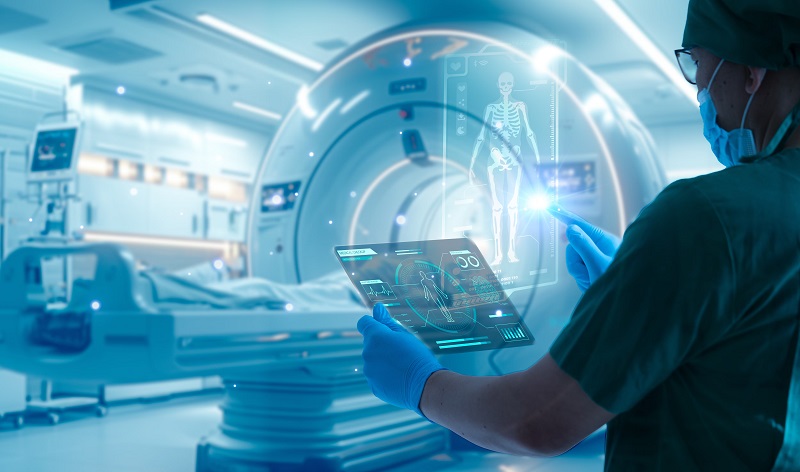 Healthcare professionals using tech